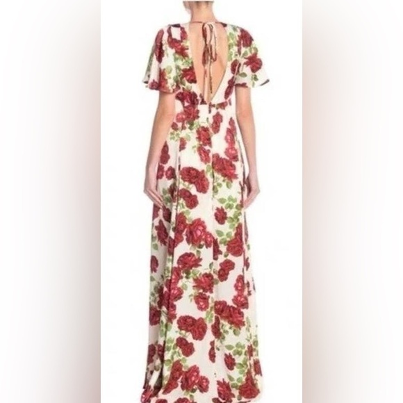 NEW Show Me Your Mumu Faye Flutter Maxi Dress, V-Neck, & Open Back with Tie, S - Picture 5 of 13
